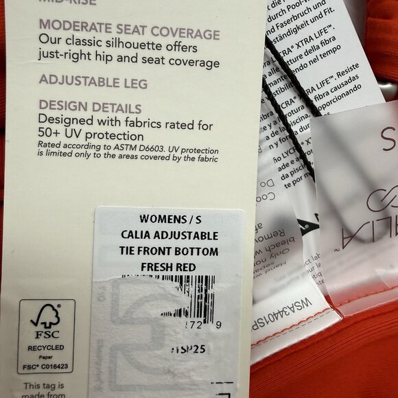 Calia Swim Two Piece Bikini Set Small Red Halter Top Mid Rise Bottoms NWT - Picture 8 of 9